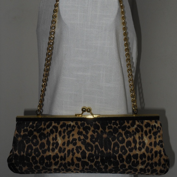 NUCOLLECTIONS LEOPARD PRINT EVENING SHOULDER BAG - Picture 3 of 5